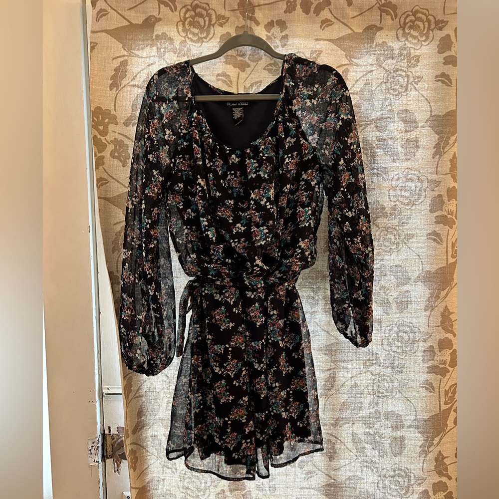 Rachael & Chloe layered floral sheer long sleeved dress
